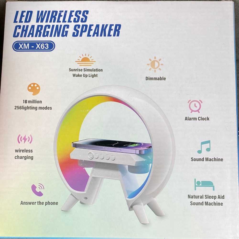 LED Wireless Charging Speaker - White - Picture 3 of 3